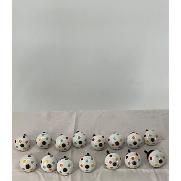 Set Of 16 Multicolor Polka Dot Ceramic Drawer Knobs - Picture 1 of 6
